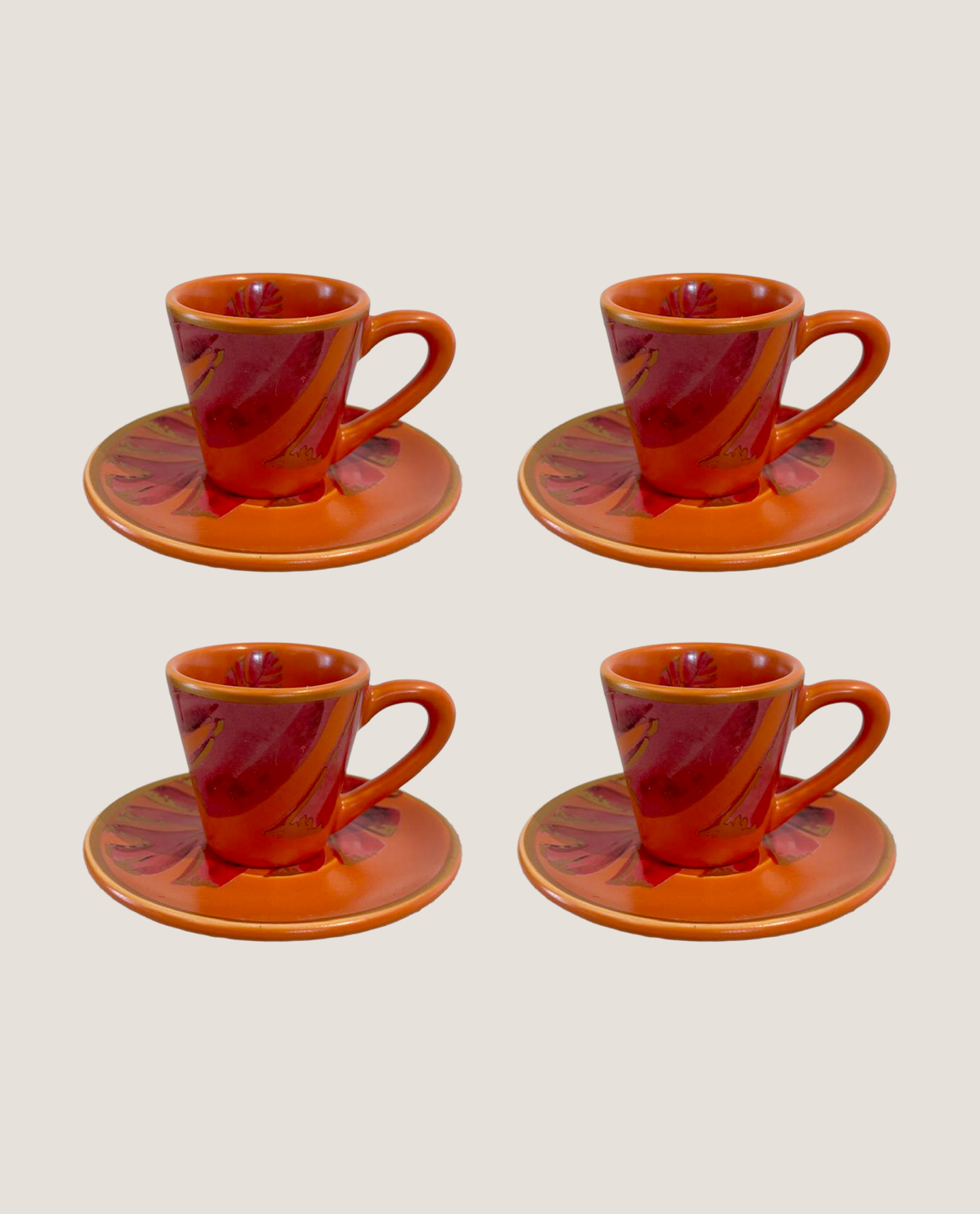 Conjunto 4 Xícaras com Pires Orange Ginger