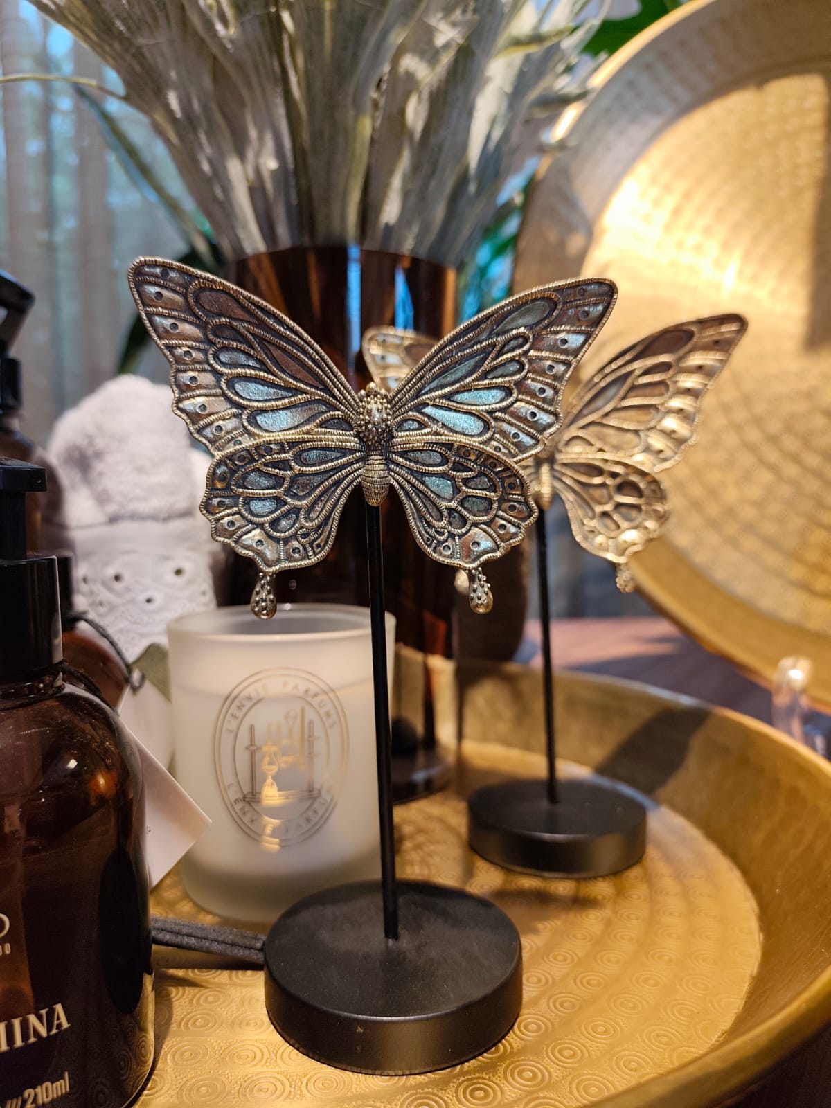 Escultura Borboleta Dourada