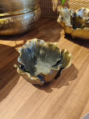 Mini Porta Vela Flor Dourada