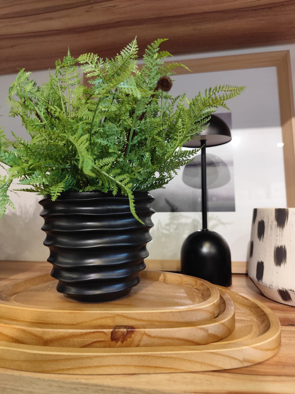 Cachepot Canelado Ondulado Preto