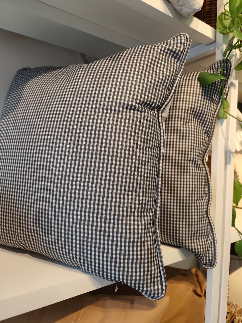 Almofada Linho Estampa Xadrez 52x52