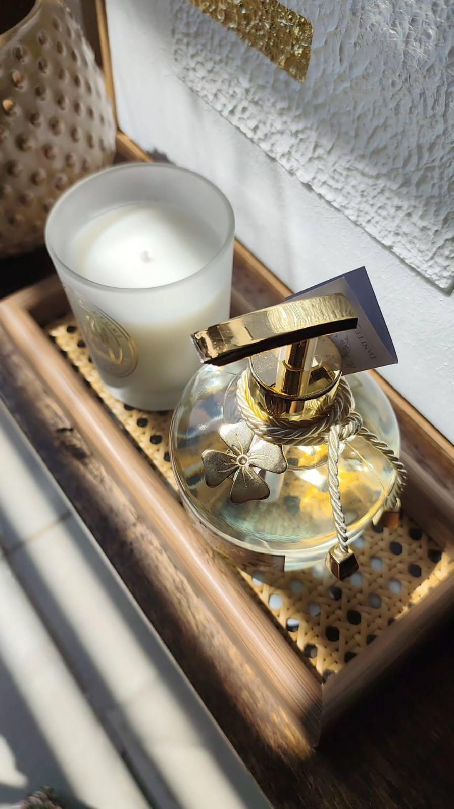 Bandeja Rattan e Madeira