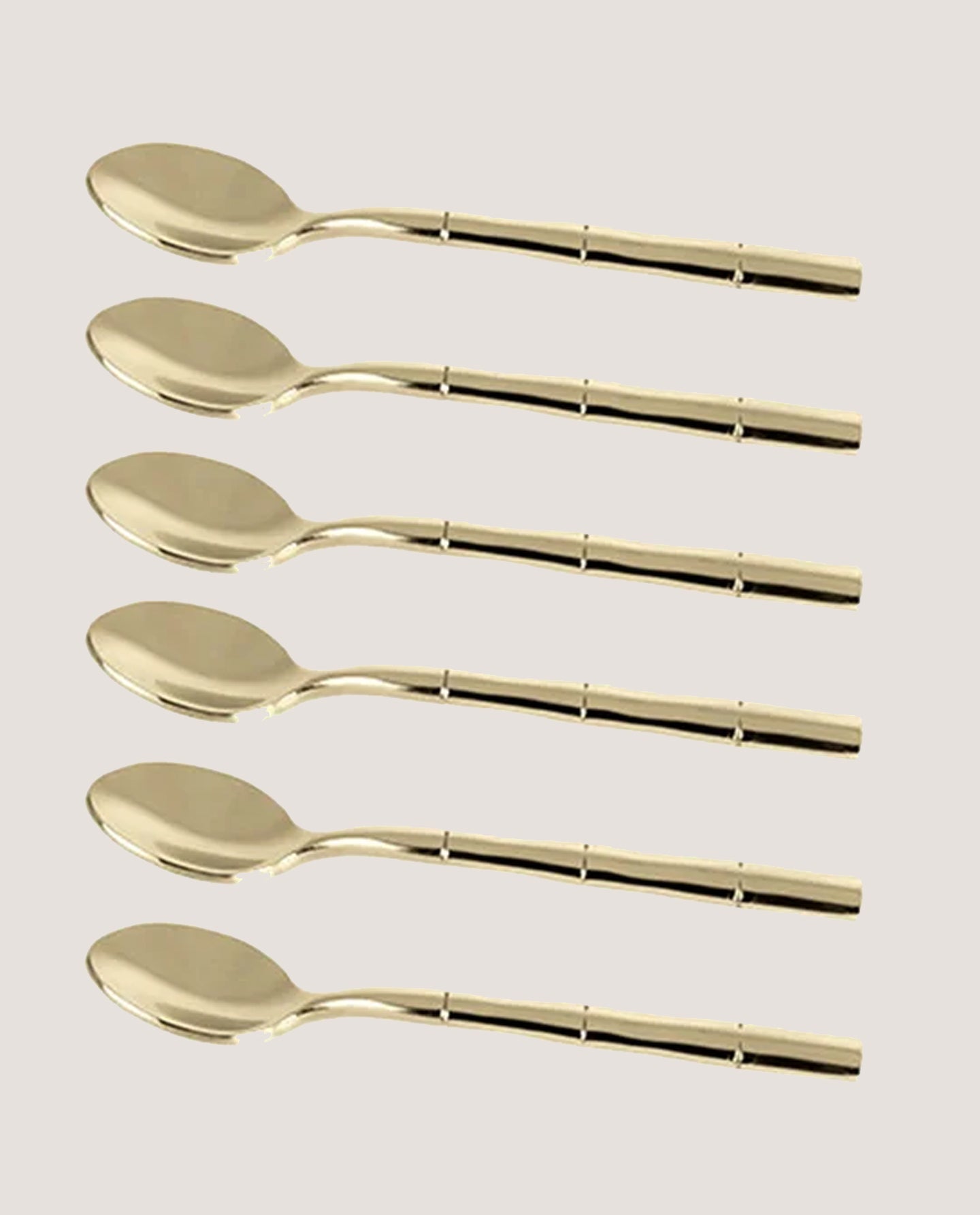 Jogo de 6 Colheres oara Café Steel Wood Champanhe