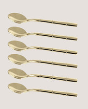 Jogo de 6 Colheres oara Café Steel Wood Champanhe