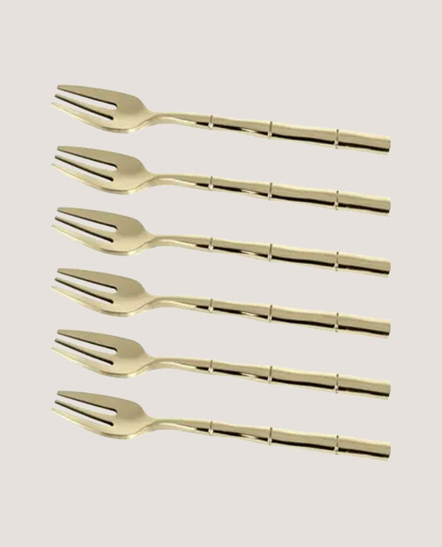 Jogo de 6 Garfos para Bolo Steel Wood Champanhe