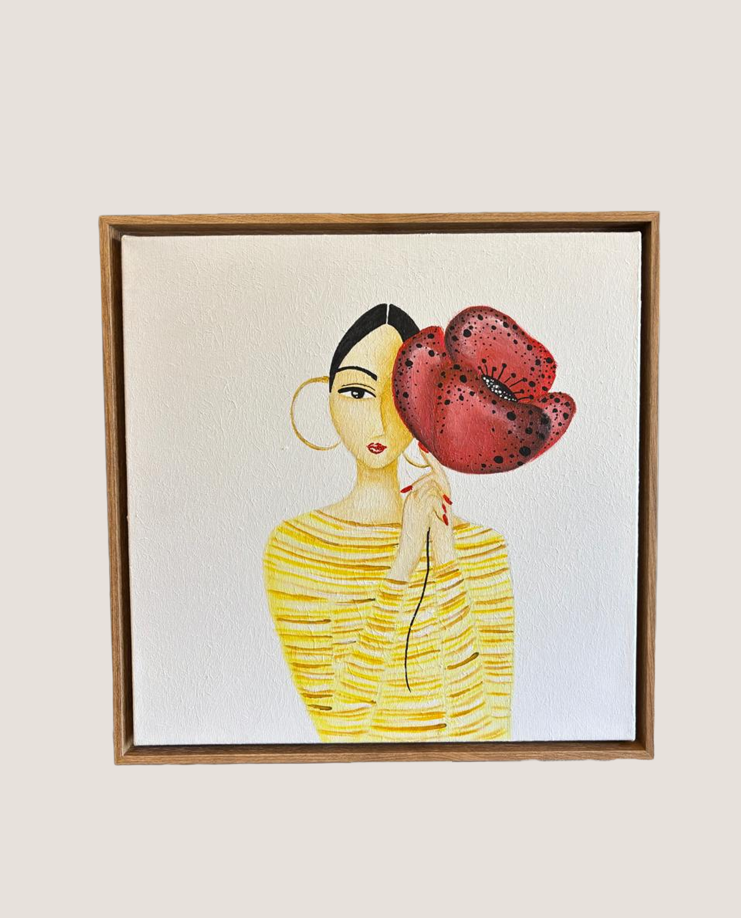 Quadro Abstrato Mulher com Flor