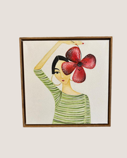 Quadro Abstrato Mulher com Flor